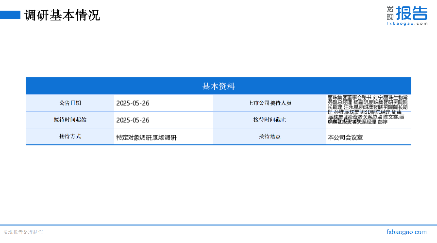 丽珠集团机构调研纪要